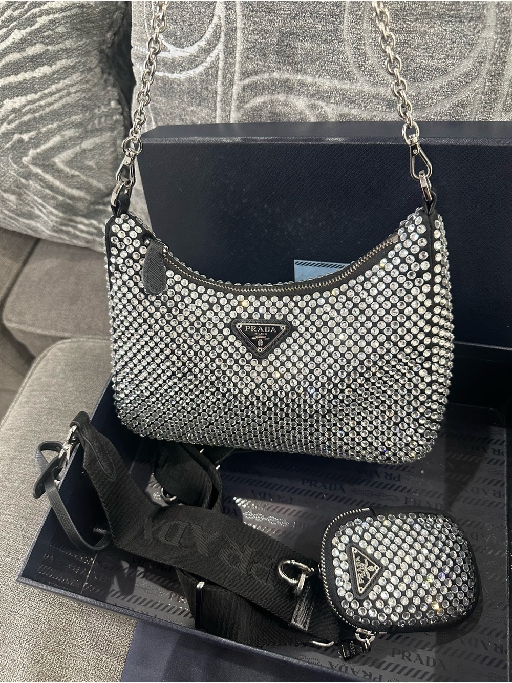 ** sold** Prada Reedition Crystal Crossbody Handbag - Picture 2 of 7
